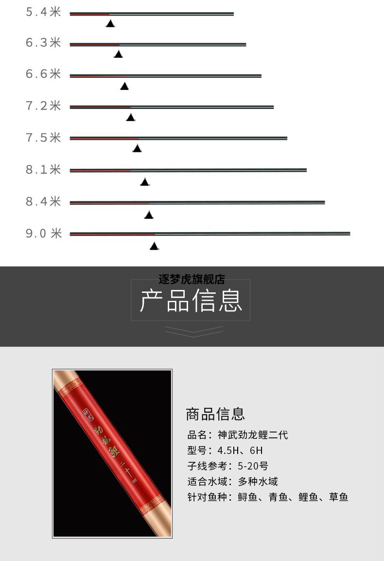2022新款金泉渔具神武劲龙鲤二代钓鱼竿武汉天元手竿大物竿鱼杆手杆硬