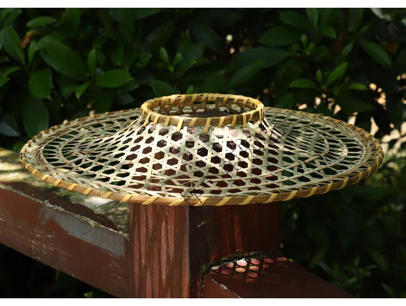 竹编斗笠帽竹帽舞蹈表演道具竹灯罩装饰竹青编织镂空帽子竹制品 双层