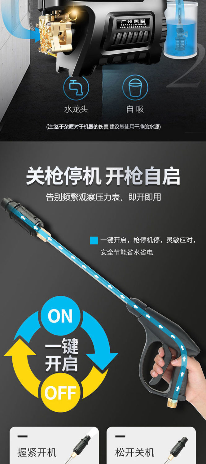 机全自动刷车泵洗车神器全新十缸涡轮增压纯铜节能款橘色升级铜接版10