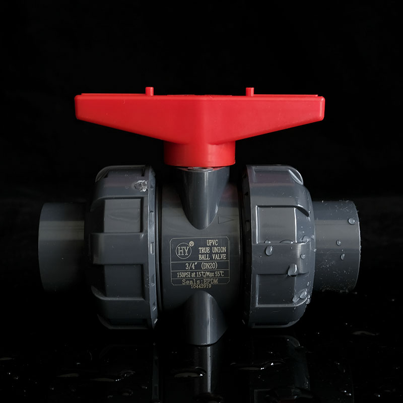 upvc华亚活接球阀 灰色pvc双活接球阀 塑料手动双由令球阀20 25 63