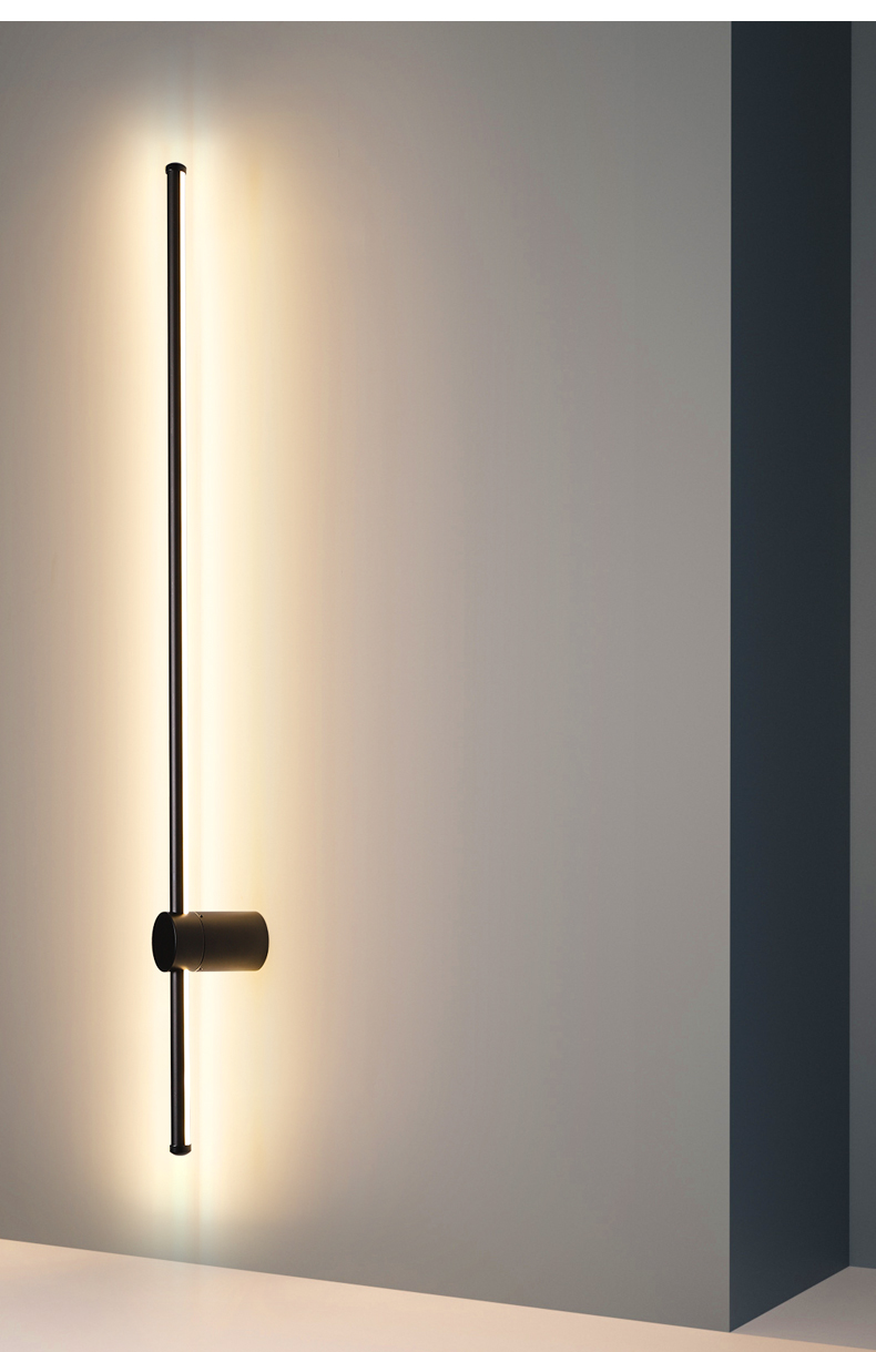 极简长条壁灯 卧室床头灯现代简约创意客厅沙发格栅电视背景墙灯 黑色