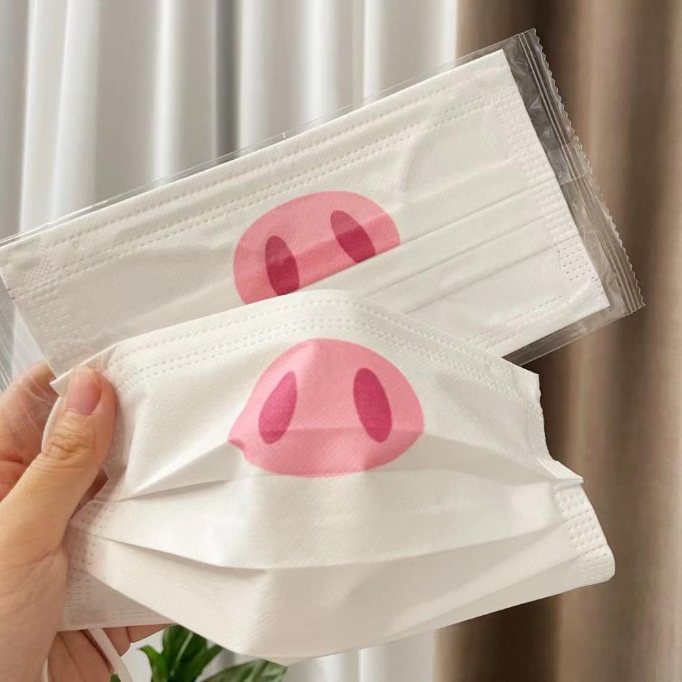 熹卡龙新品猪鼻子口罩白敬亭同款粉色小猪鼻子猫咪腮红口罩可爱时尚