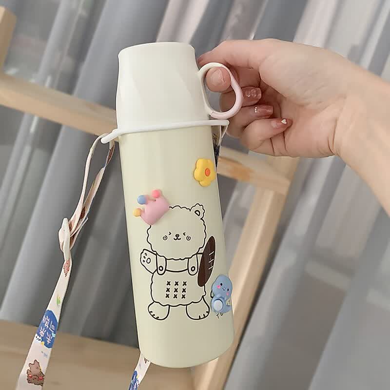 保温杯盖子可喝水新款保温杯可爱女生超萌初高中学生用高颜值卡通杯