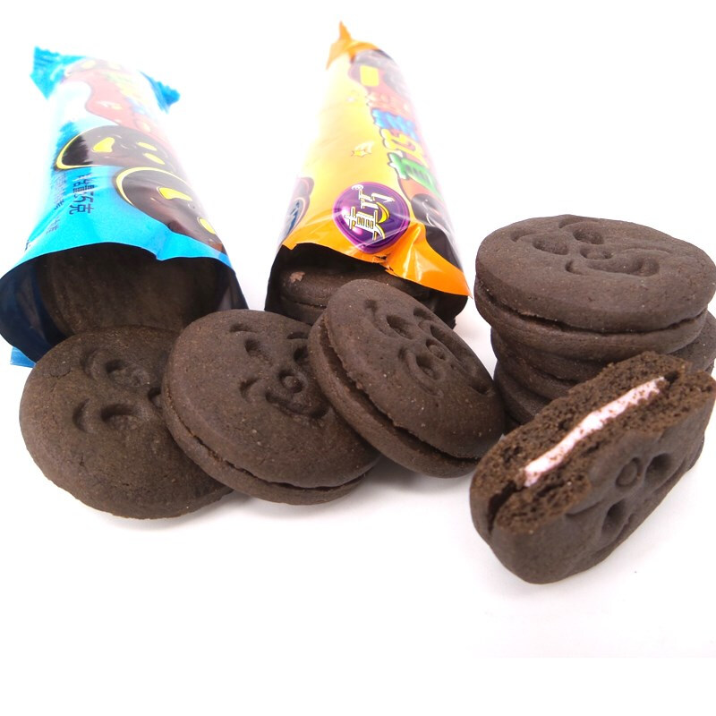 真巧笑脸夹心饼干草莓牛奶巧克力味可比鬼脸嘟嘟饼干55g三味混合20袋