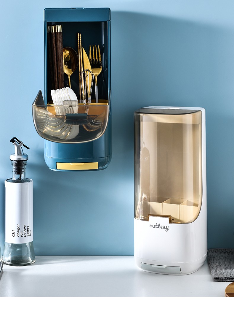 菲隆厨房筷子桶家用壁挂式消毒筷子筒置物架多功能勺子筷子篓沥水收纳