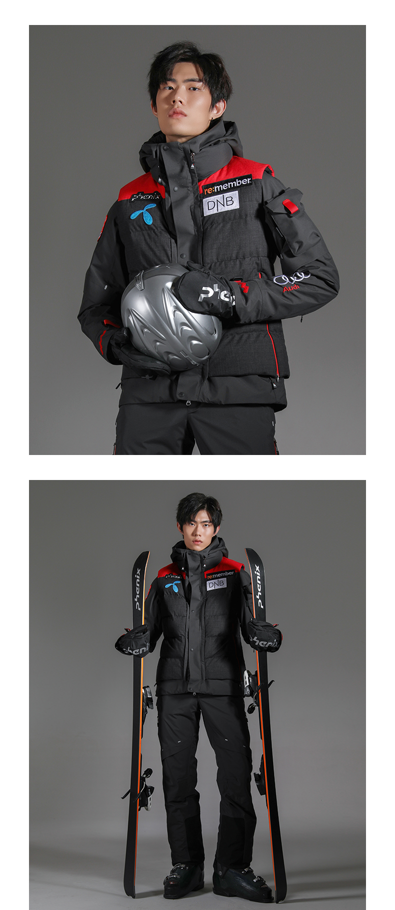 phenix国家队系列风音志男子滑雪服单双板efb72ot00j浅黑m