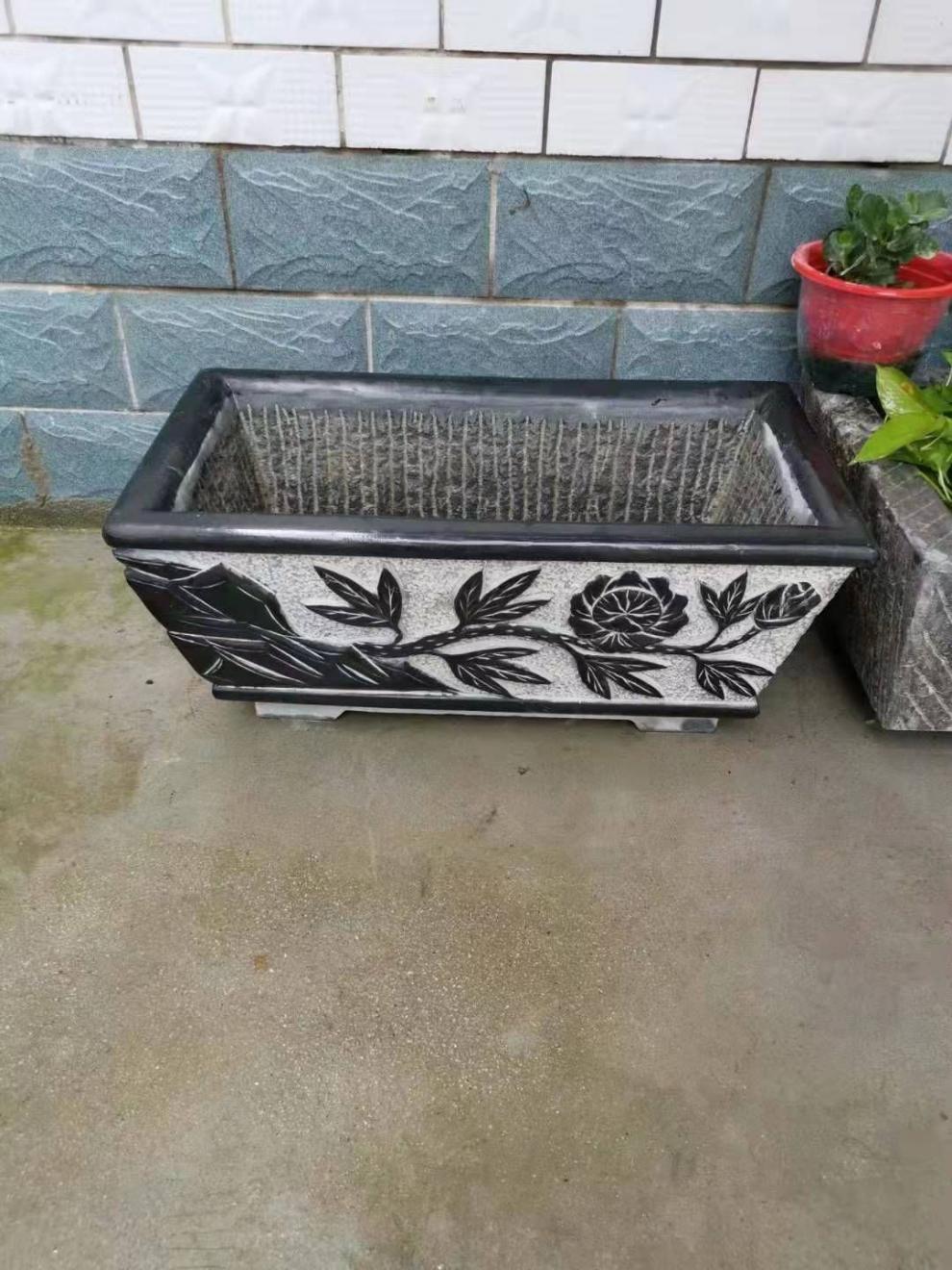 花盆流水盆鱼缸庭院养鱼水池荷花缸种花石盆石缸石槽长方形1005030