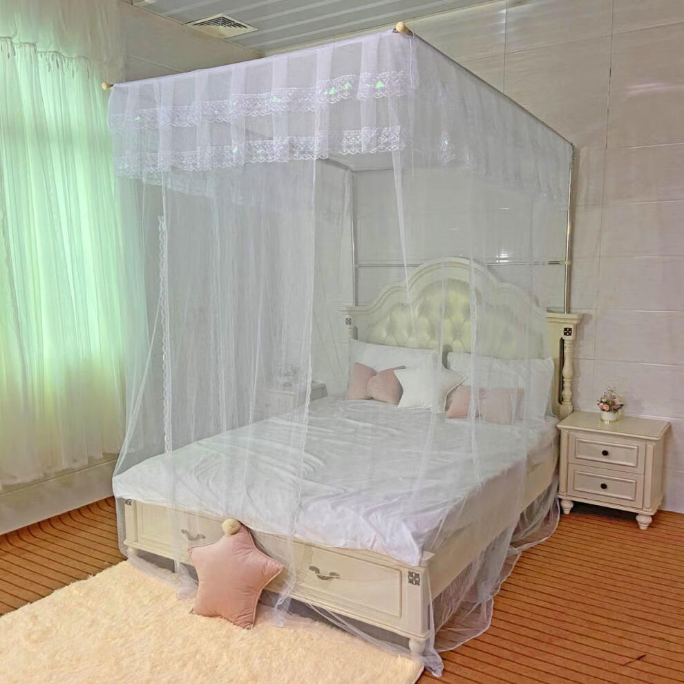 方型钓鱼竿家用蚊帐夏日支架杆拆洗方便简易加厚加粗不锈钢伸缩蚊帐