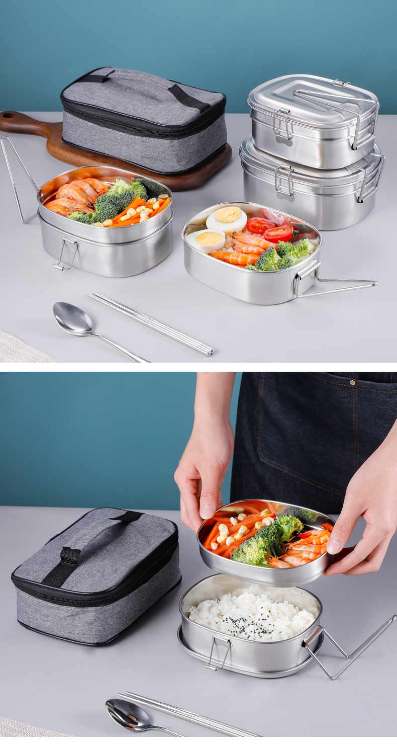 许索不锈钢饭盒304食品级老式饭缸食堂学生上班族打饭餐盒带盖蒸饭盒