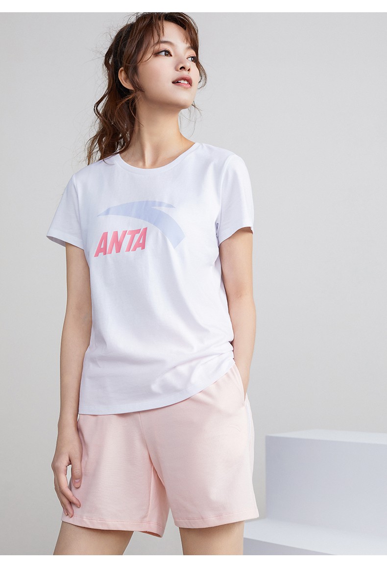 安踏短袖t恤女2022年夏季新款女士圆领半袖跑步健身运动休闲上衣8基础