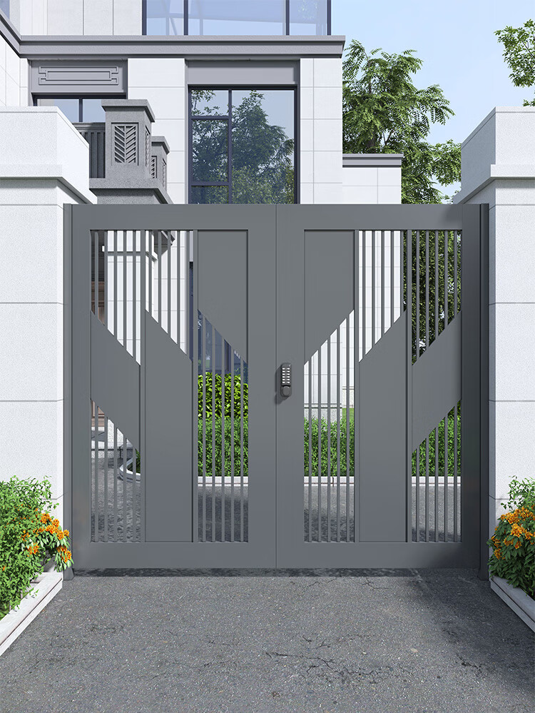 索梵铁艺庭院门户外现代别墅大门单双开简约花园乡村入户不锈钢院子门