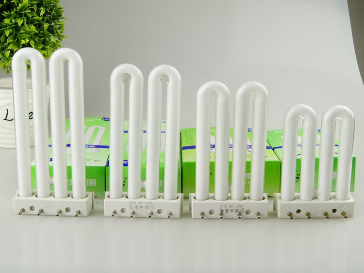 欧菩品质灯4针灯管2u平四针节能灯学生台灯泡吸顶灯u型排管9131518w