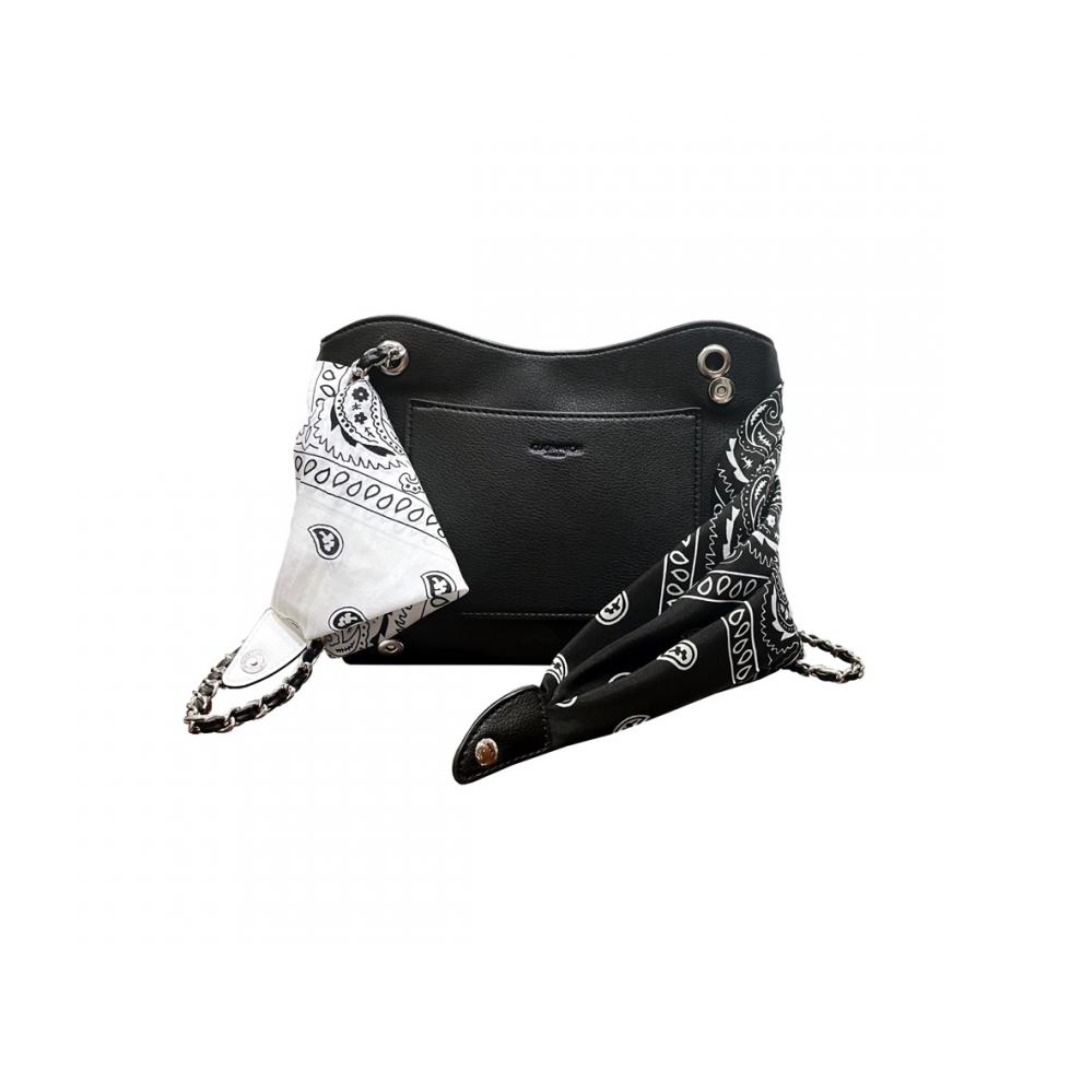 cultivator原创腰果花丝巾磁扣皮质小众男女款感手提斜挎包黑白现货