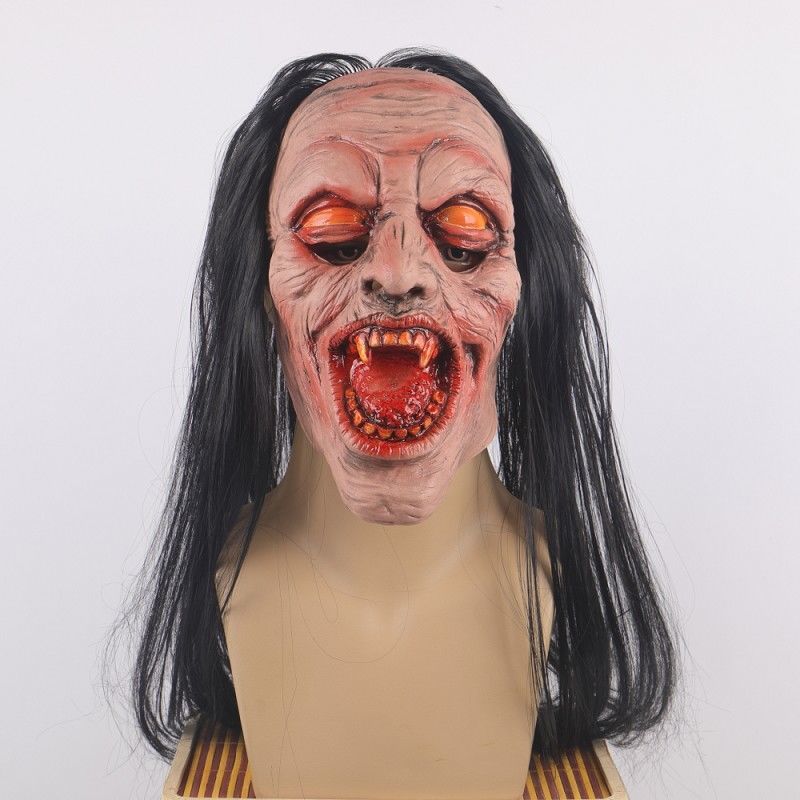 恐怖面具鬼脸头套吓人鬼节搞怪鬼脸万圣节鬼屋派对装道具密室逃脱橙眼
