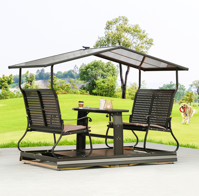 四人户外秋千室外摇椅庭院露天花园铁艺摇摇椅休闲露台动力四人秋千椅