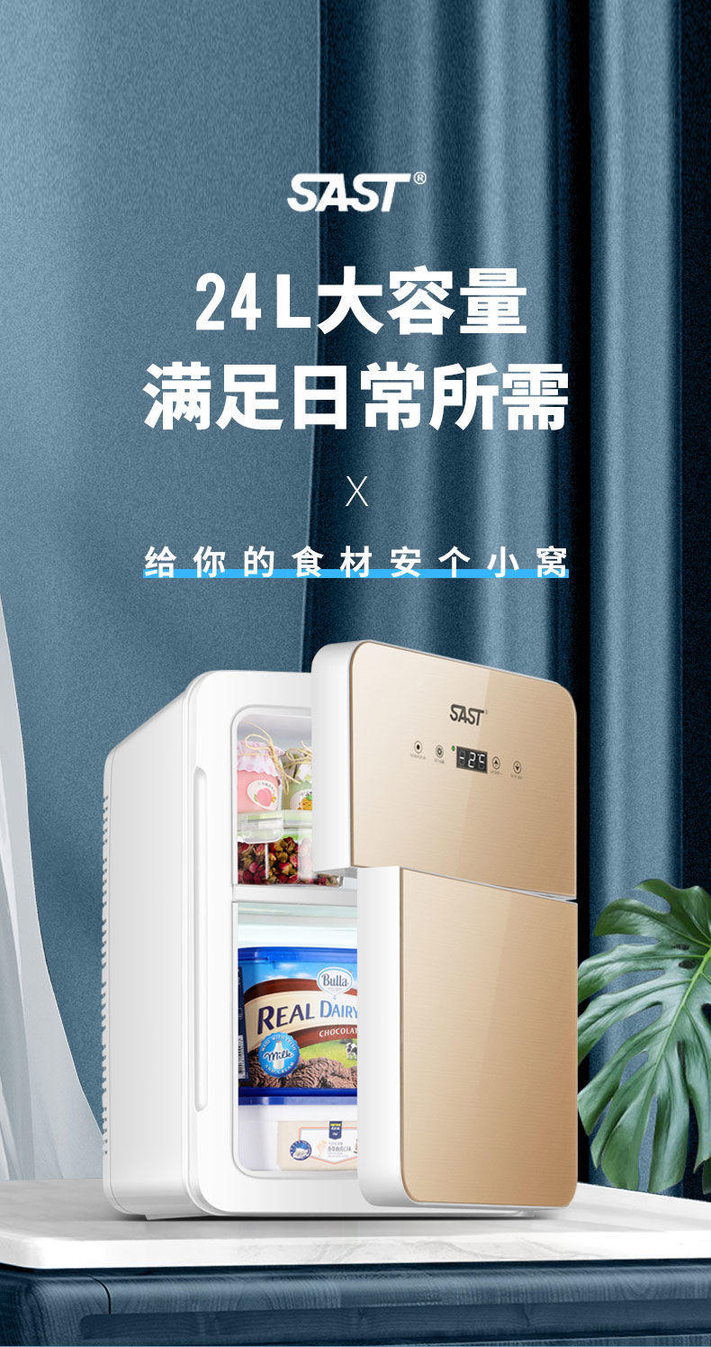 先科sast车载冰箱冷冻结冰先科压缩机宿舍办公室车家两用冷藏迷你冰箱