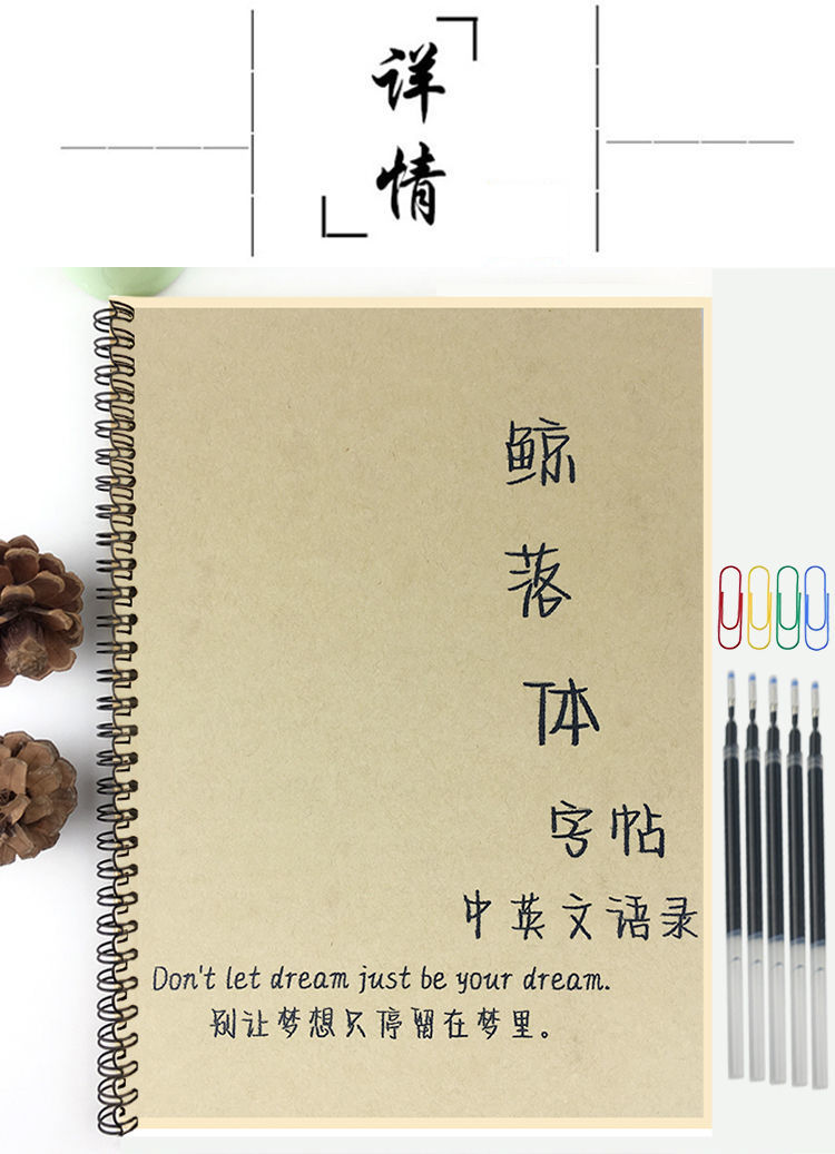 鲸落体字帖耽美原耽小说励志经典语录男女学生硬笔临摹练字帖 鲸落体