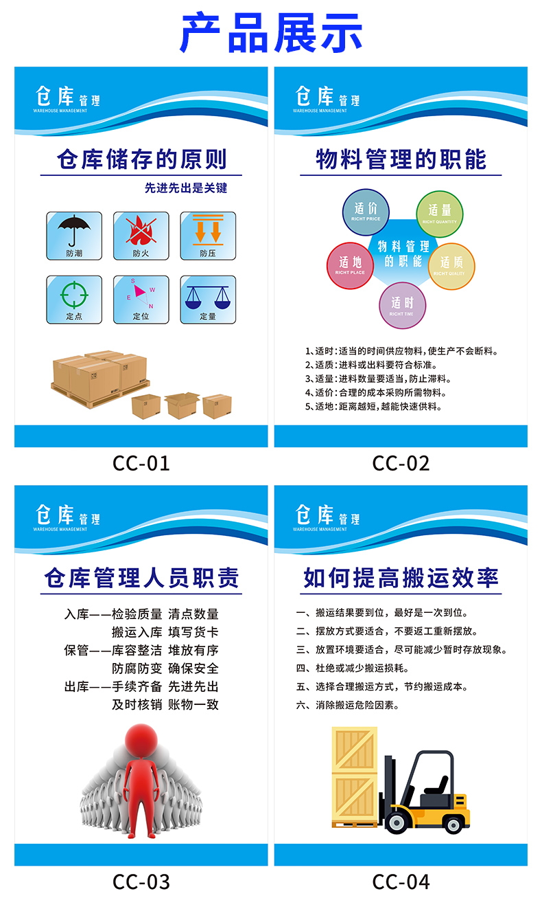 仓储安全管理制度牌全套 仓库管理标语标准化海报墙贴上墙标识标志牌