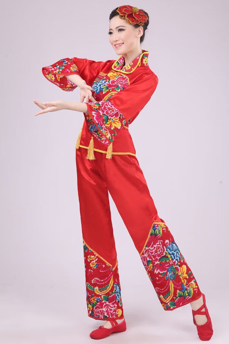 冬季精选秧歌服女装民族舞蹈演出服装腰鼓舞扇子舞广场舞表演服装绿色