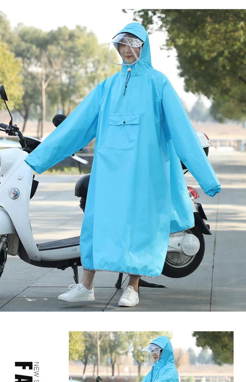 电动电瓶车带袖雨衣长款全身防暴雨单人时尚男女加大轻薄骑行雨披白色