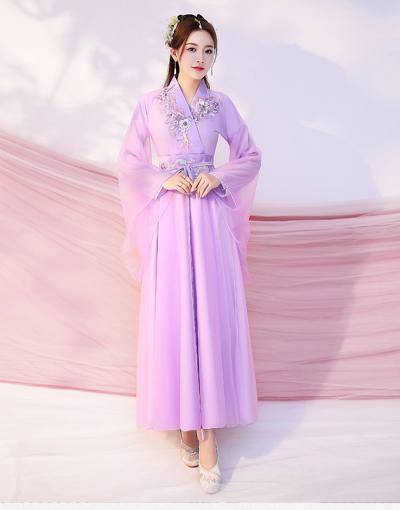 古装女改良汉服超仙气飘逸中国古风古典舞蹈演出服装齐腰长裙套装