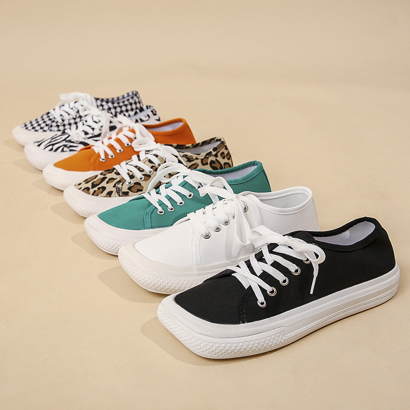 方头帆布鞋女年新款春夏季薄款大头丑萌憨憨平跟透气休闲鞋防滑耐磨