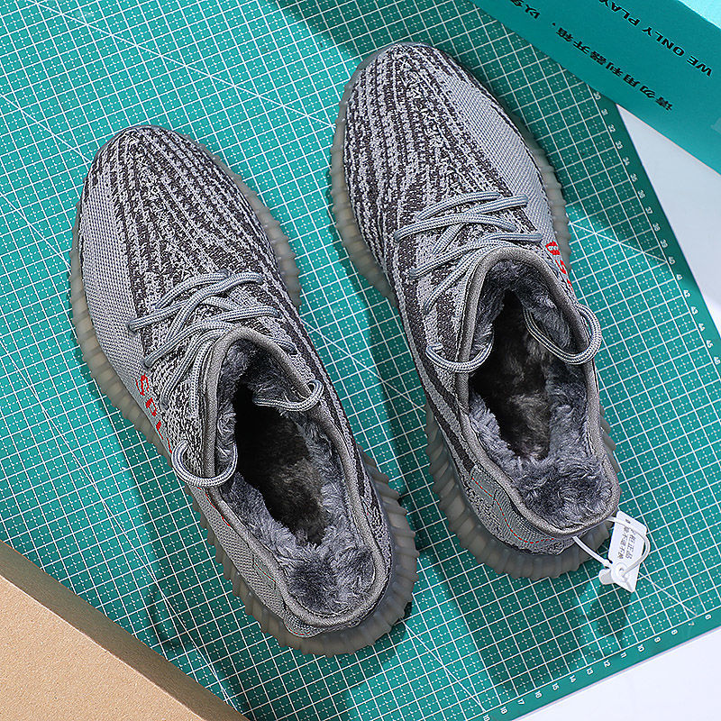 椰子鞋女冬季加绒椰子鞋男新灰橘保暖棉鞋椰子运动跑步鞋 加绒款新灰