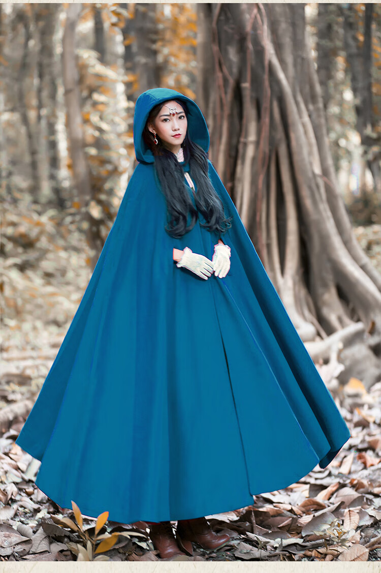 犀狂无心法师岳绮罗同款大红色斗篷毛呢大衣女外套复古小红帽披风秋冬