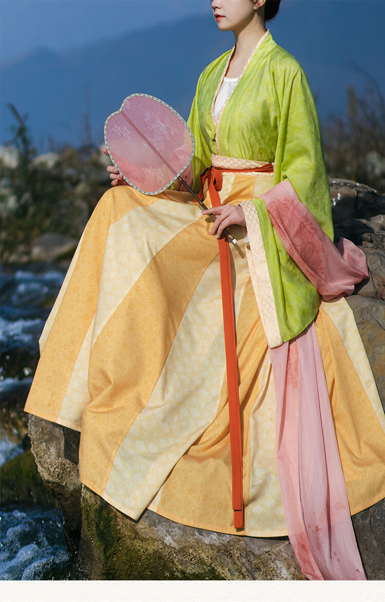 魏晋南北朝风汉服女天丝褶衣圆领衫齐腰 春夏秋 褶衣 s【图片 价格