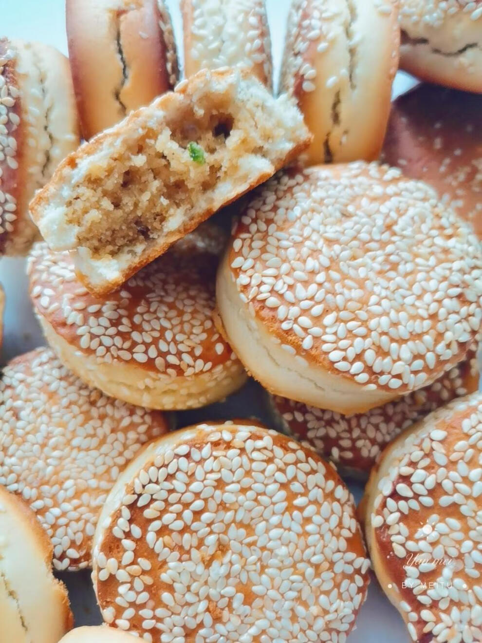 湖北特产中华 天门特产夹心芝麻饼开口饼冰糖老式糕点芝麻夹心饼 一斤