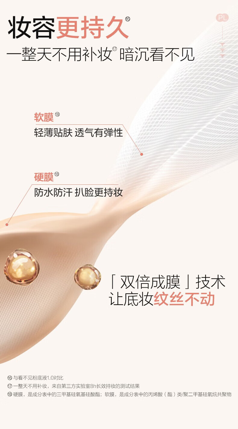 Passional Lover /PL看不见粉底液2.0 化妆品奶油肌干皮不卡粉持久不脱妆粉底礼物 看不见粉底液2.0遮瑕版10g 01象牙白