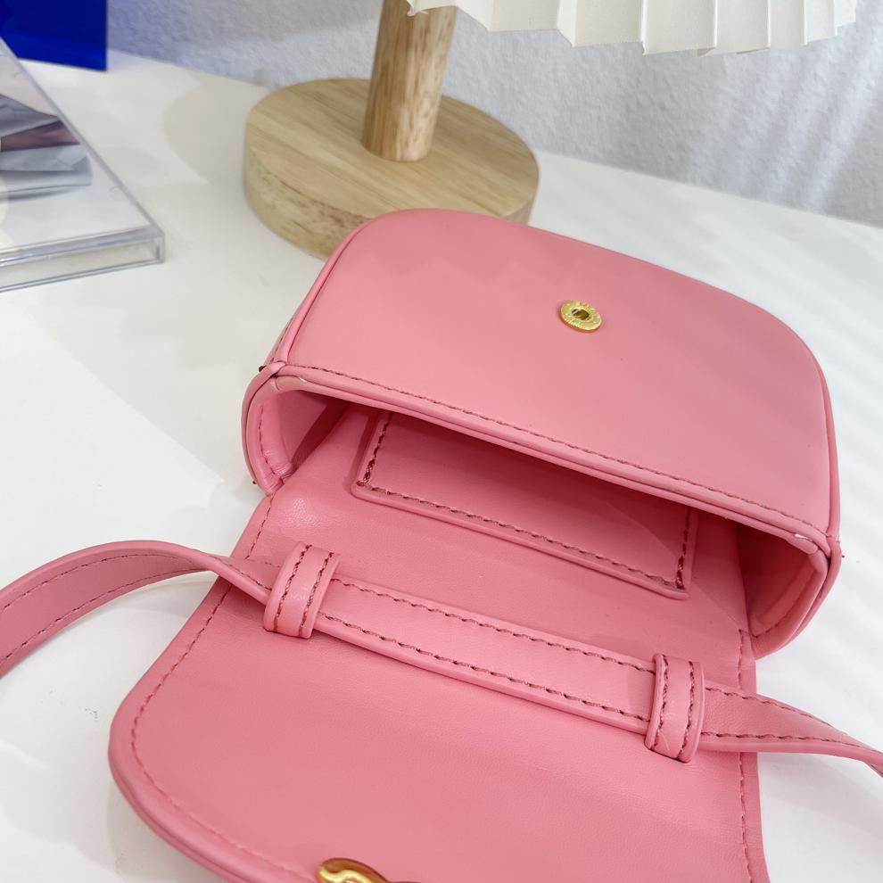 【京选】百搭马鞍包 粉色包包女2022新款春夏凯旋门迷你马鞍包耳机