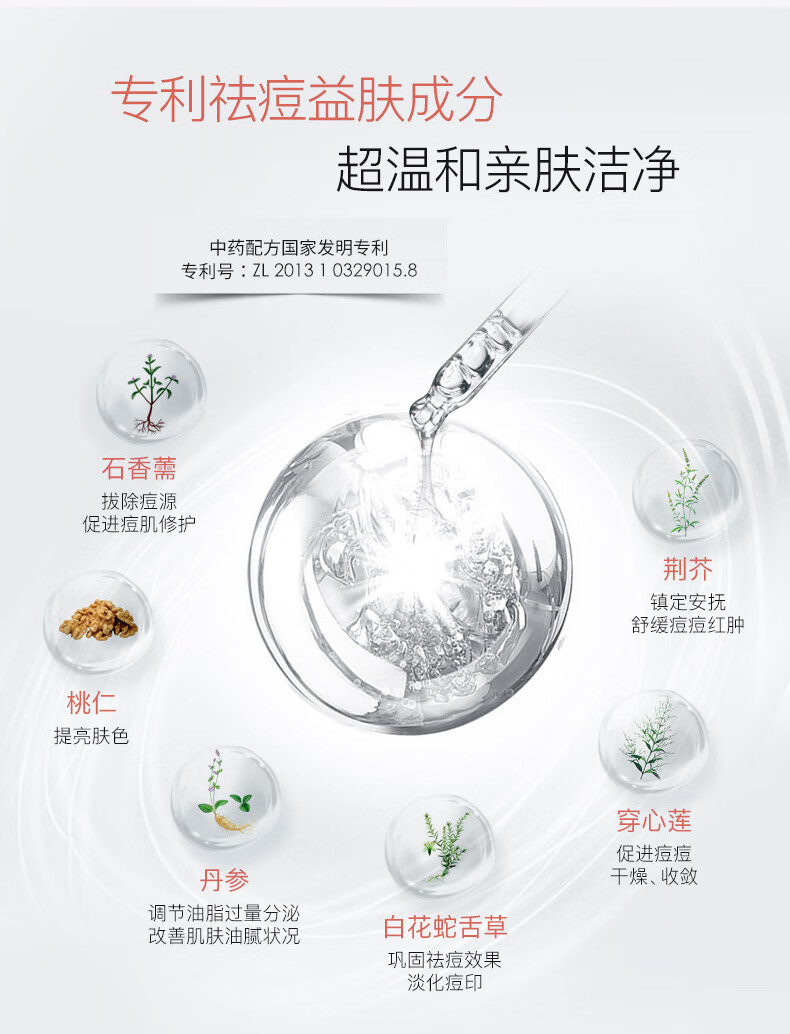 军献祛痘洗面奶收缩毛孔去粉刺闭口控油青少年油痘肌军献益肤霜青春痘 祛痘洗面奶100g*1支装 京超发货，好评联系客服