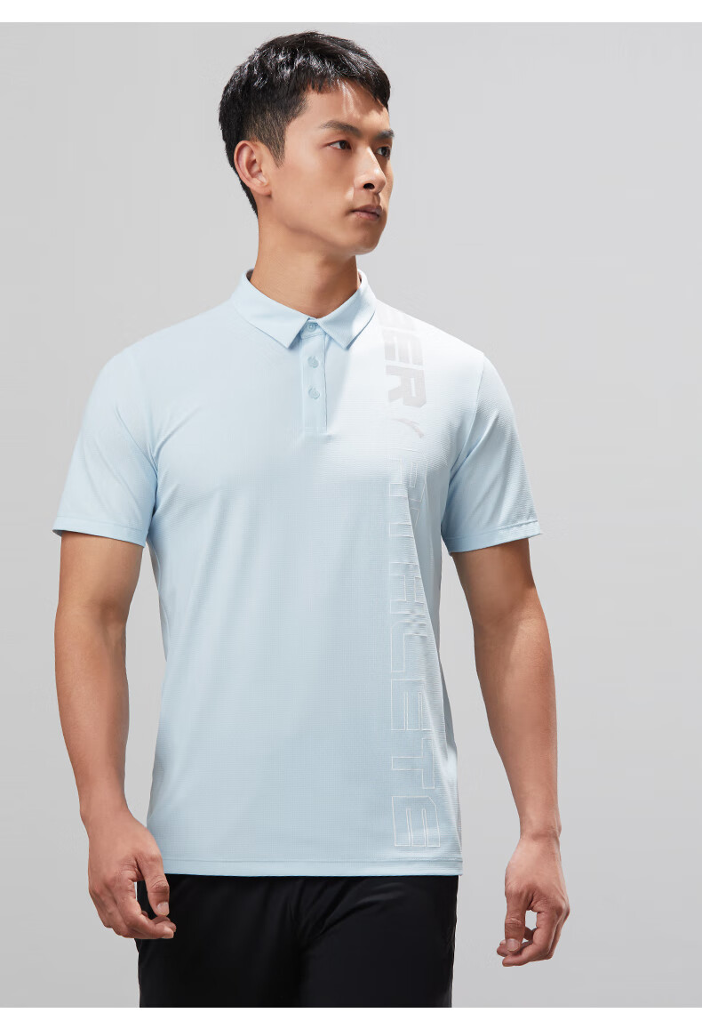 anta安踏纯色简约短袖polo衫男2022夏季修身商务t恤运动上衣 基础黑-3