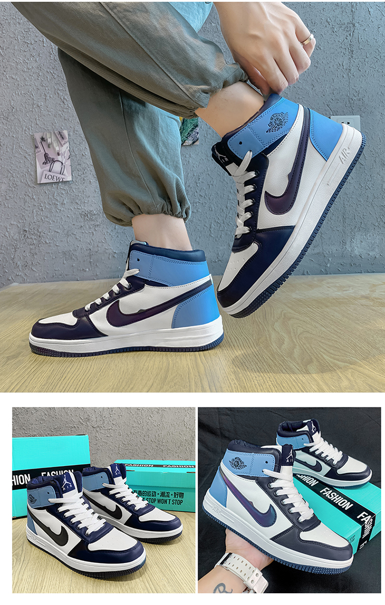 莆田aj男空军一号情侣款大码小码高帮鞋男学生板鞋莆田鞋倒勾黑桔40