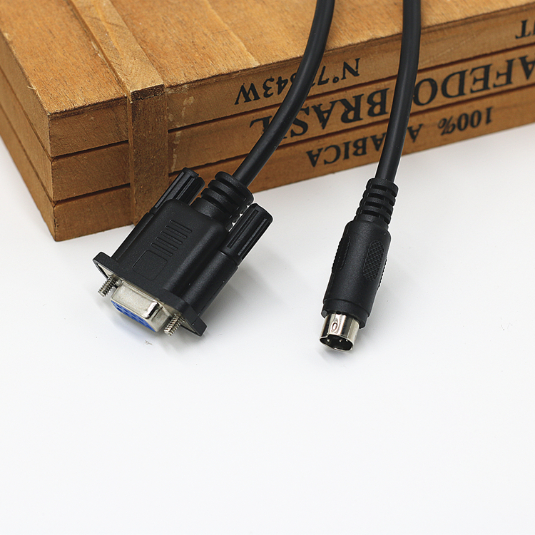 莺黛氨中兴zxv10会议摄像机控制线visca圆头8针转串口9孔rs232连接线