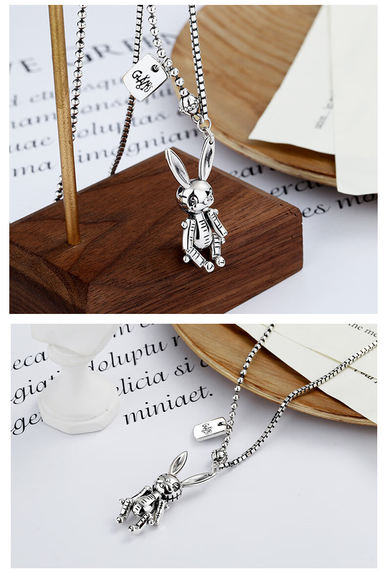 swarovski施华洛世奇机械兔子项链女in冷淡风吊坠小众个性锁骨毛衣链