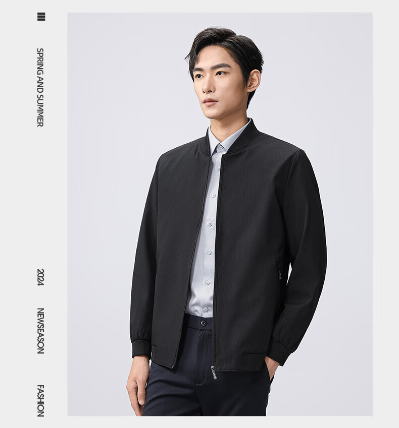 Yalu Jacket for Men, Spring 2026 Baseball Collar Loose Casual Dad Style Executive Coat Business Casual Middle-Aged Outerwear 12