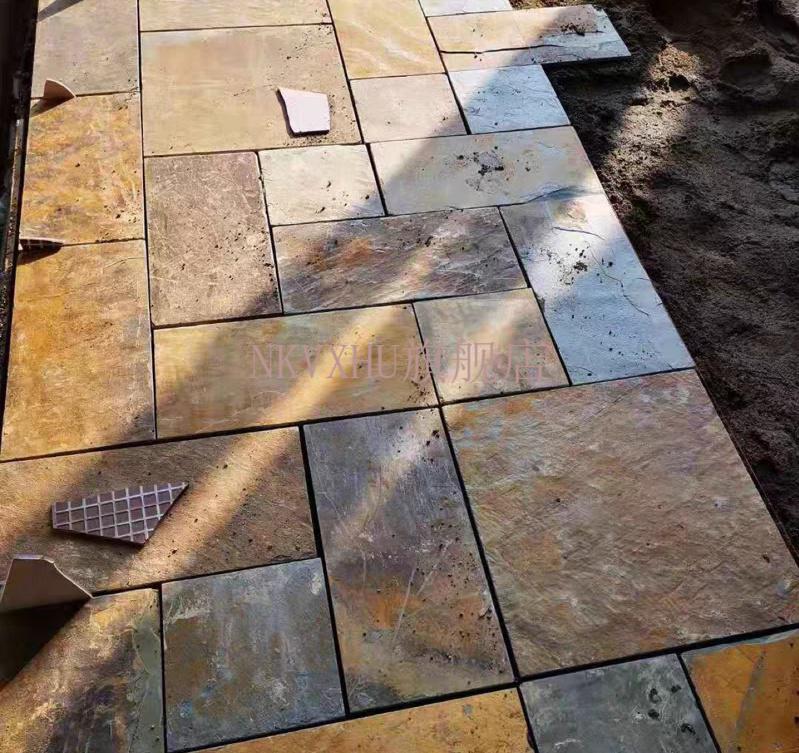 仿古小地砖锈色青石板庭院地砖室外广场露台花园仿古户外农村小院子铺