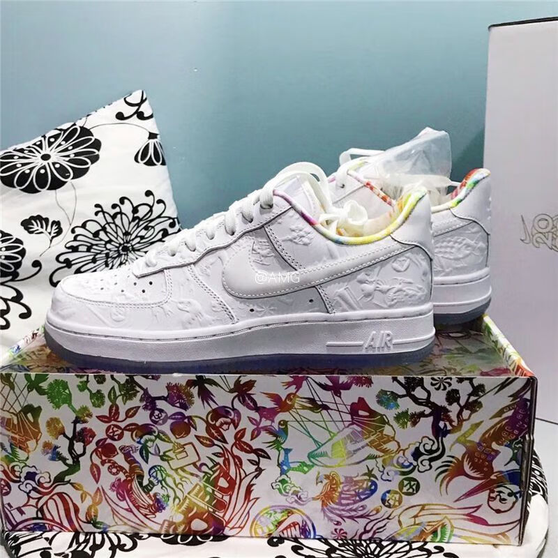 【潮流轻奢】1af1空军一号新年剪纸白色铜钱鼠年限定运动休闲板鞋新年