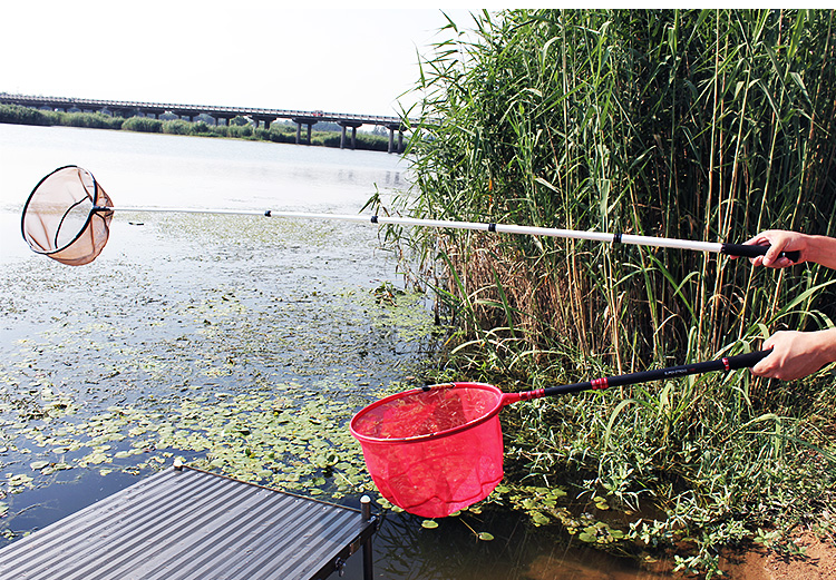 日本进口碳素高端短节抄网竿抄网杆迷你伸缩抄鱼竿超轻超硬抄鱼竿2米