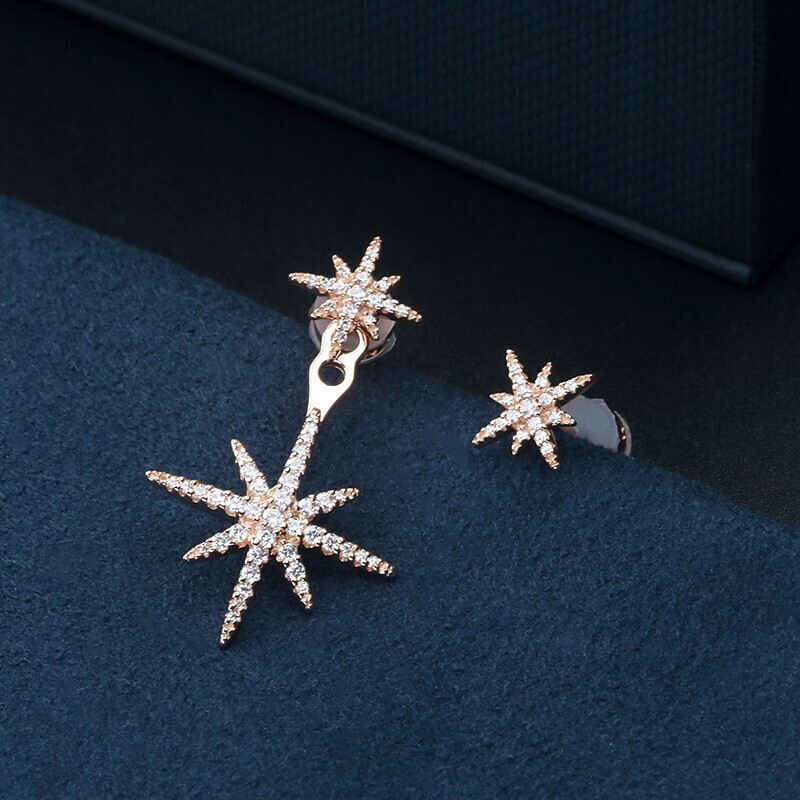 apm monaco六芒星耳钉女士925银迷你星星耳环个性时尚潮流百搭简约