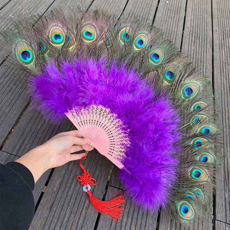 肚皮舞扇子表演扇舞蹈扇孔雀舞蹈扇子直播扇子跳舞扇25骨孔雀扇子白色