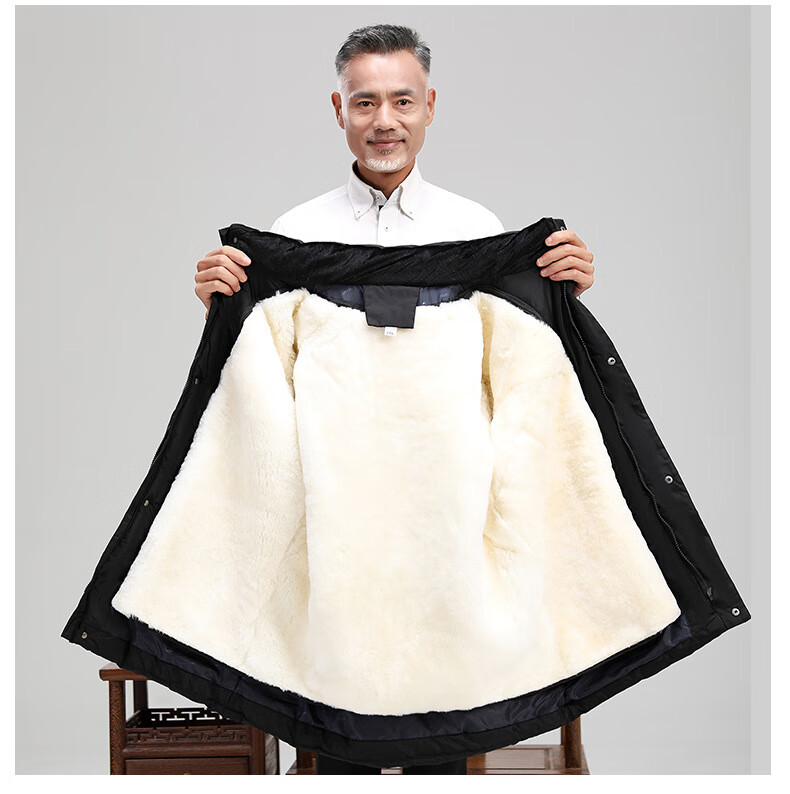 冬季老人家保暖羊皮袄男士羊皮毛一体羊毛棉袄男皮毛一体中老年人保暖