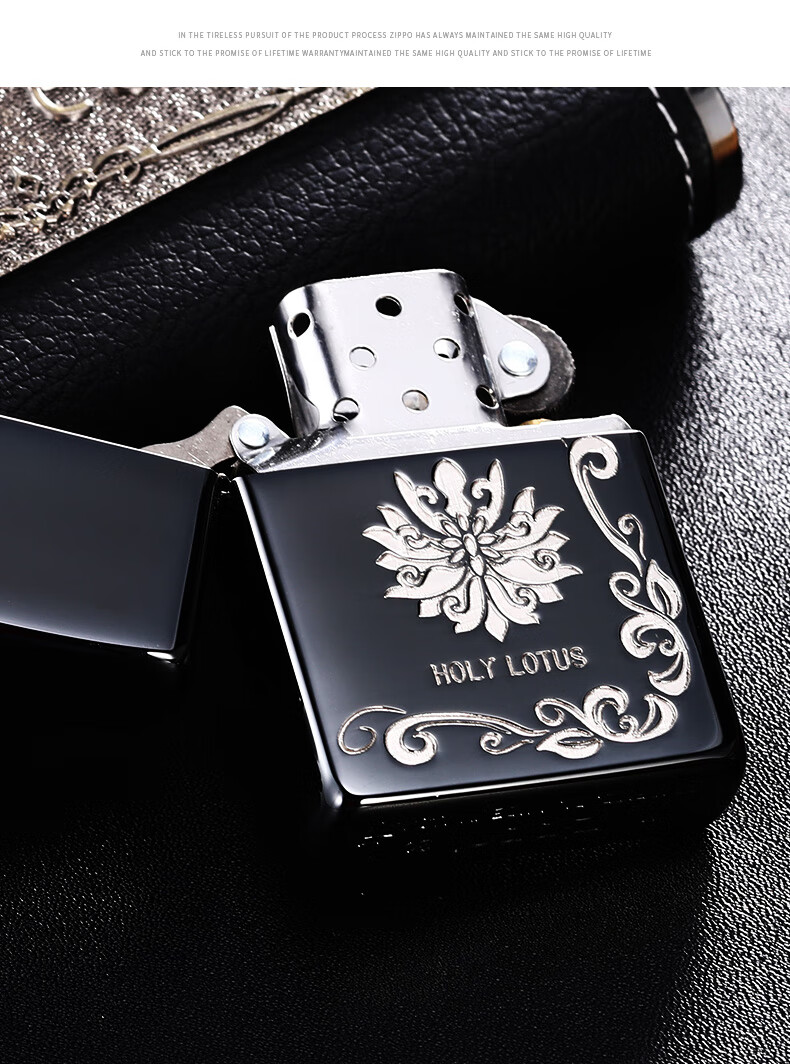 打火机zippo正版黑钛盛限量版男士收藏送礼 美国原装 圣莲 底部英文款