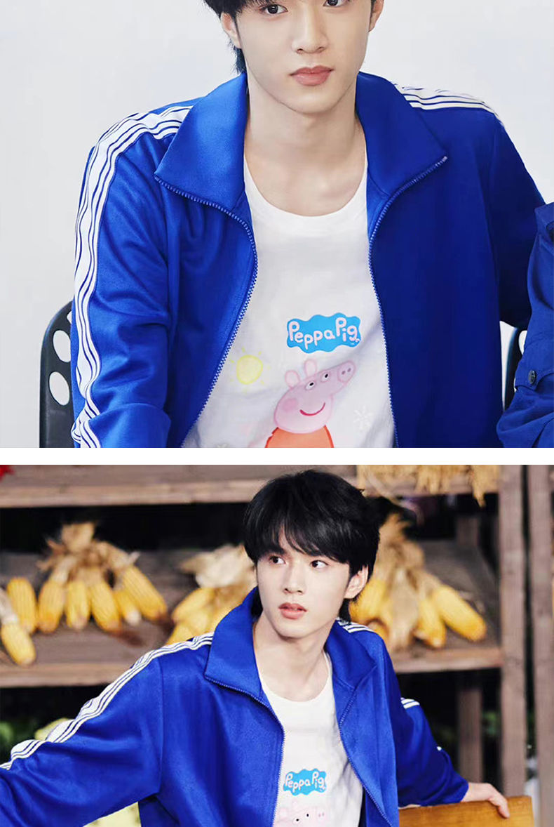 pig印花可爱棉上衣服旗舰官网店 刘耀文同款小猪佩奇(黑色) m【图片