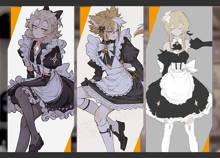 原神cos服五郎女仆装cosplay动漫服装女装尾巴套装c服男 五郎女仆服装