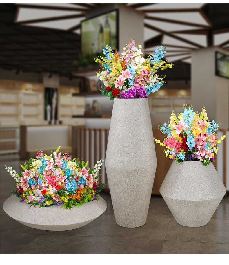 618玻璃钢花盆商场酒店花坛艺术户外落地大花瓶组合美陈hp0222中号