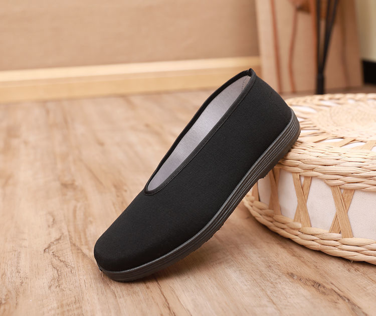 传统老北京布鞋男款圆口中老年老头鞋休闲剪刀口黑布鞋功夫老汗鞋 2号