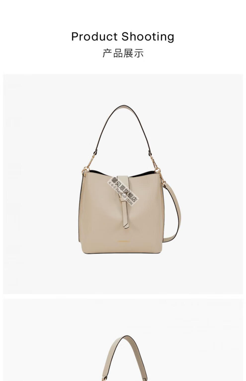 可奇奈尔通勤包/可奇奈尔alba系列牛皮斜挎单肩托特水桶包 海豚色